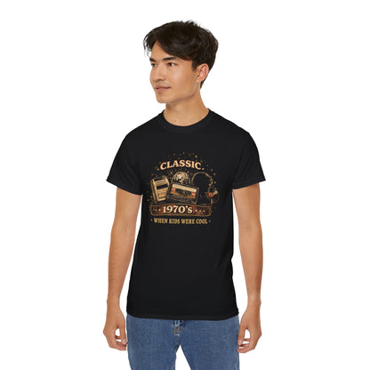 CLASSIC 1970'S-WHEN KIDS WERE COOL - T-Shirt (BLACK OR NAVY)