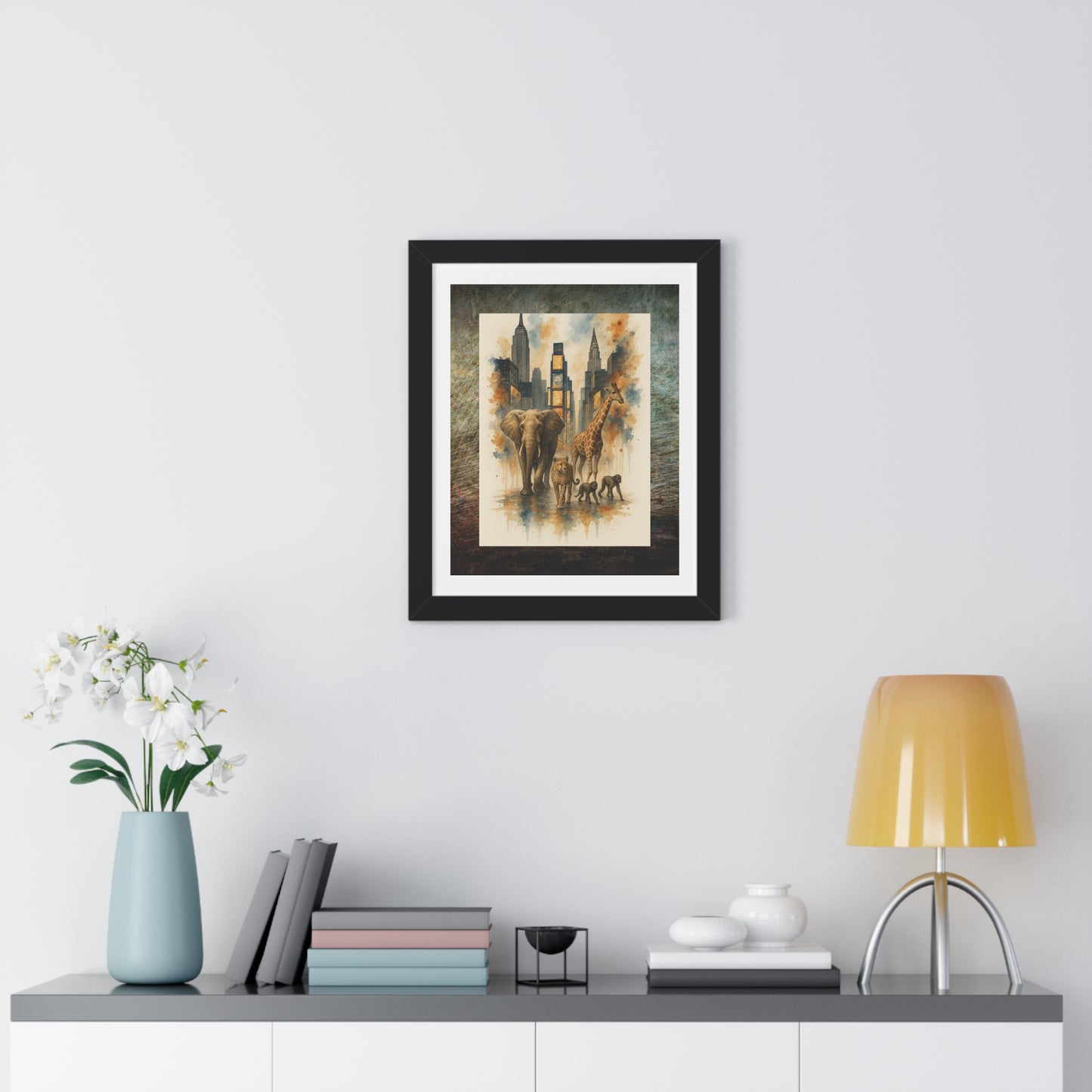 BOHO JUNGLE New York City Night Framed Poster - Urban Wall Art for Home Decor