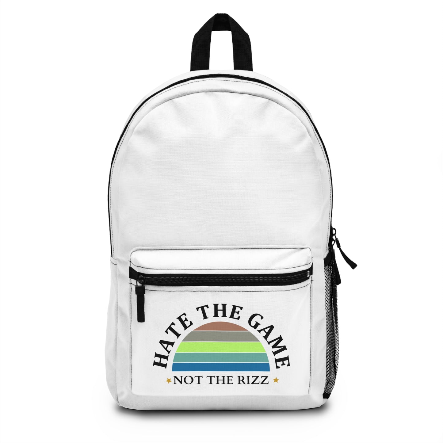 HATE THE GAME, NOT THE RIZZ - Empire Backpack (WHITE)"SnarkMouth Backpack – Modern Streetwear Look"