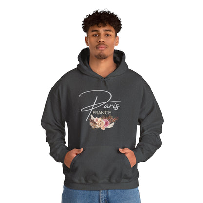 PARIS FLOWERS- Unisex Heavy Blend Hooded Sweatshirt (VARIETY OF COLORS)-“Travel T-Shirt That Slays”