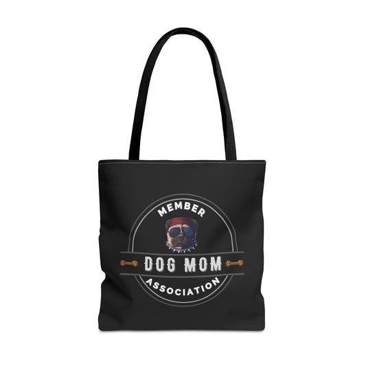 DOG MOM ASSOCIATION- AOP Tote Bag (BLACK) "Dog Mom For Life"