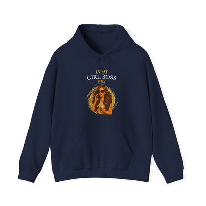 IN MY GIRL BOSS ERA- Unisex Heavy Blend Hooded Sweatshirt (Dark Colors) "Slayin At Work"