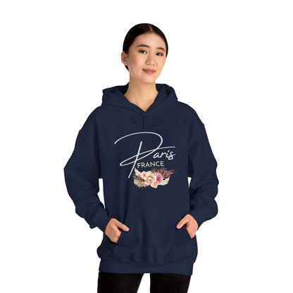 PARIS FLOWERS- Unisex Heavy Blend Hooded Sweatshirt (VARIETY OF COLORS)-“Travel T-Shirt That Slays”