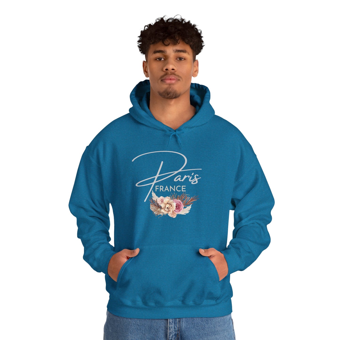 PARIS FLOWERS- Unisex Heavy Blend Hooded Sweatshirt (VARIETY OF COLORS)-“Travel T-Shirt That Slays”