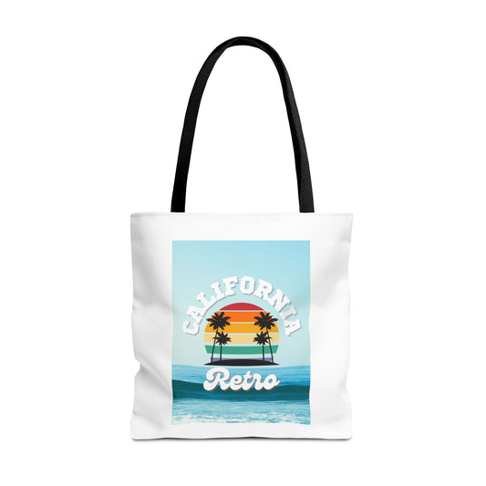 CALIFORNIA RETRO- AOP Tote Bag (WHITE) "Cool Cali Vibes Tote"