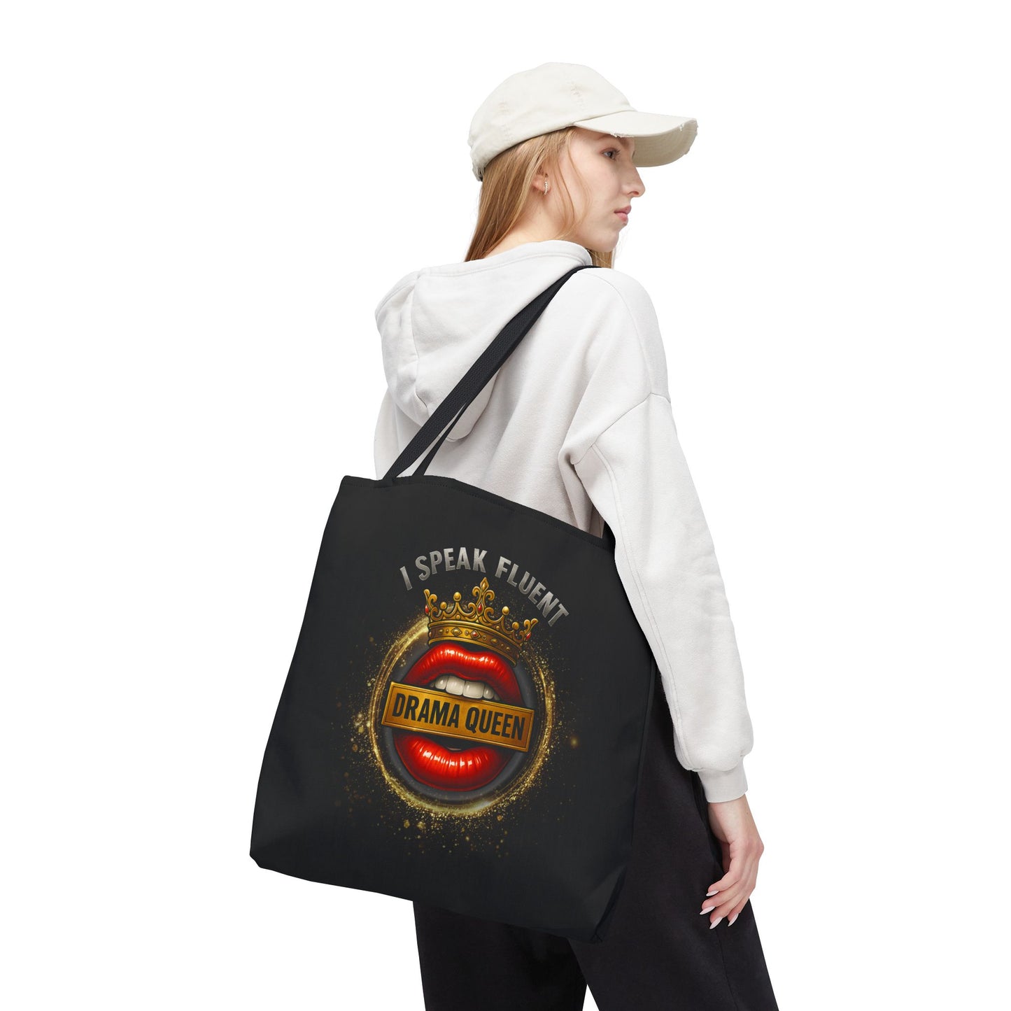 I SPEAK FLUENT DRAMA QUEEN-TOTE BAG (BLACK) "Confidence With A Crown"