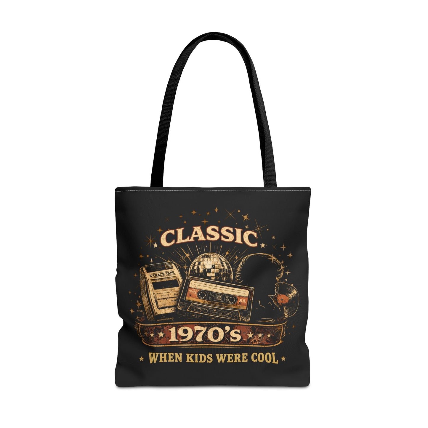 CLASSIC 1970'S-WHEN KIDS WERE COOL- AOP Tote Bag (BLACK)