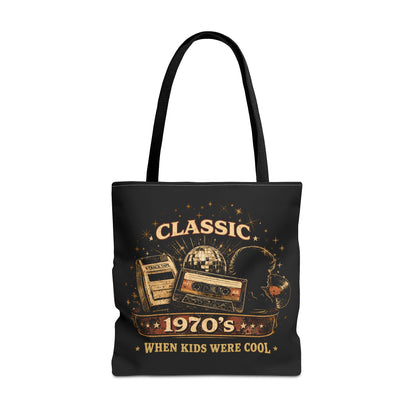 CLASSIC 1970'S-WHEN KIDS WERE COOL- AOP Tote Bag (BLACK)