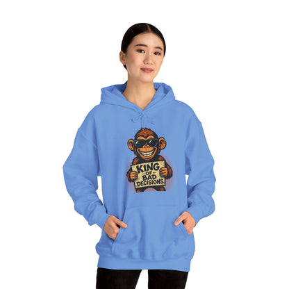 KING OF BAD DECISIONS -Unisex Heavy Blend Hooded Sweatshirt (VARIETY OF COLORS)-“Oversized Pullover, Trending for Those Underachievers"