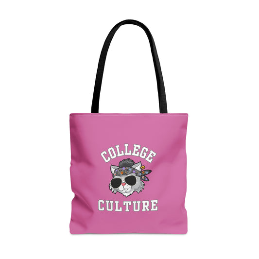COLLEGE CULTURE- AOP Tote Bag (PINK)-"Our Favorite Look Right Now"