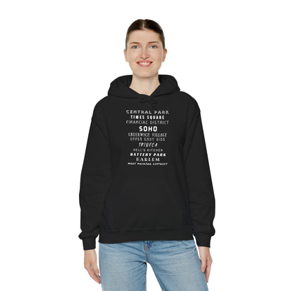 New York Neighborhoods -Unisex Heavy Blend Hooded Sweatshirt (VARIETY OF COLORS) "Iconic NYC on Swag"