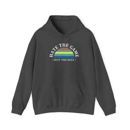 HATE THE GAME, NOT THE RIZZ- Unisex Heavy Blend Hooded Sweatshirt (DARK COLORS)  “Everyday Streetwear Hoodie — Cozy, Casual, Trending Must Have”