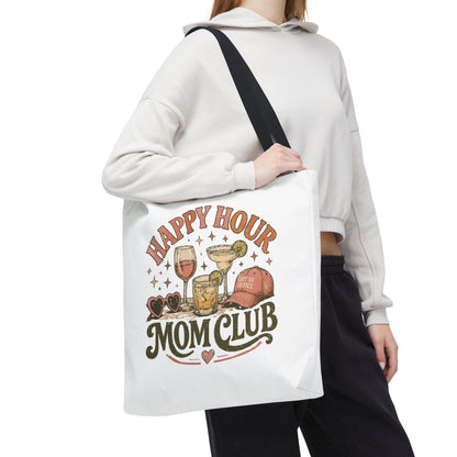 HAPPY HOUR MOM CLUB- AOP Tote Bag (white)