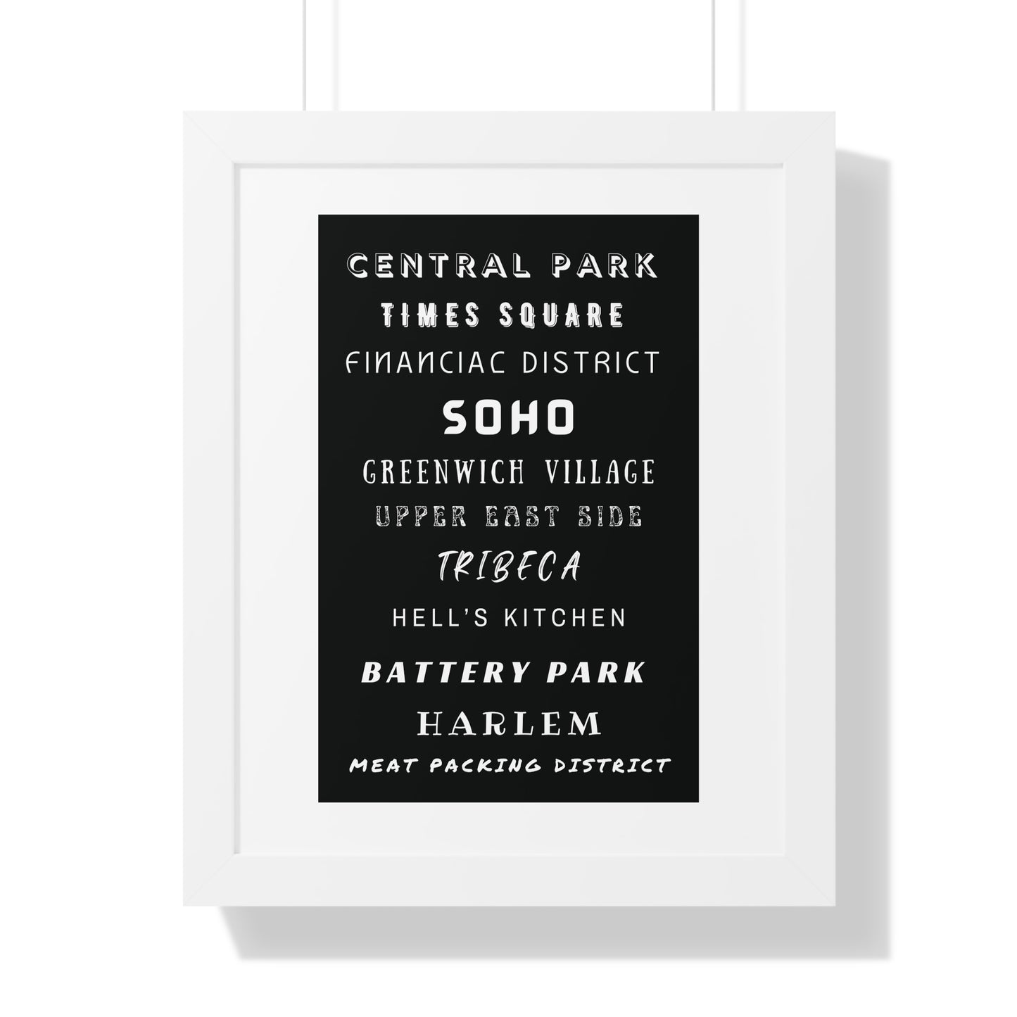NEW YORK CITY NEIGHBORHOODS Framed Poster - Urban Wall Art for Home Decor