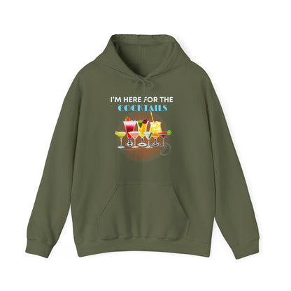 I'M HERE FOR THE COCKTAILS -Unisex Heavy Blend Hooded Sweatshirt (VARIETY OF COLORS) “Trendy Happy Hour Hoodie”