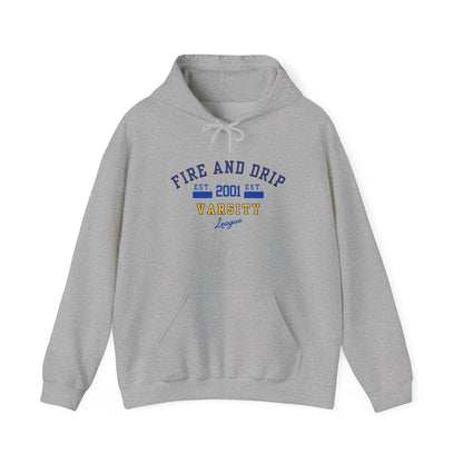 FIRE AND DRIP VARSITY- Unisex Heavy Blend Hooded Sweatshirt-“Must Have Streetwear  Trending Graphic Pullover for Everyday Style”