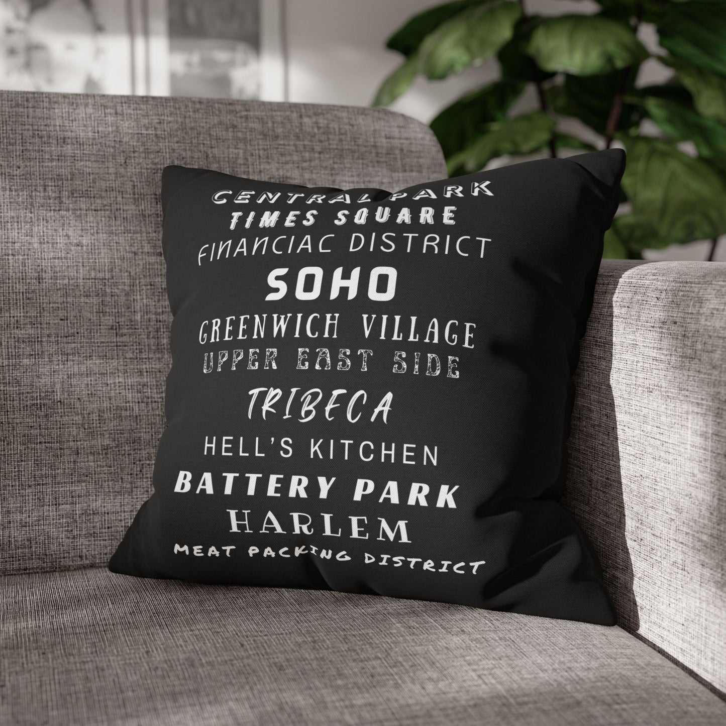 NEW YORK CITY NEIGHBORHOODS- Bohemian Design  18 x 18  Pillowcase