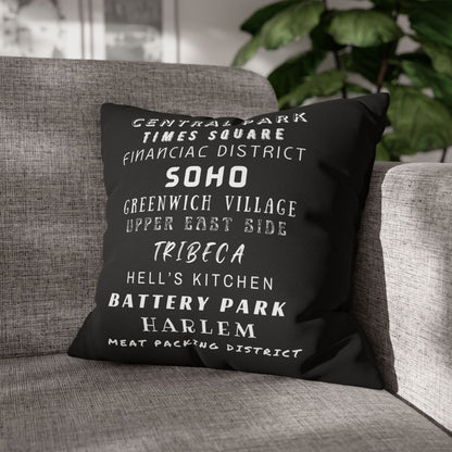 NEW YORK CITY NEIGHBORHOODS- Bohemian Design  18 x 18  Pillowcase