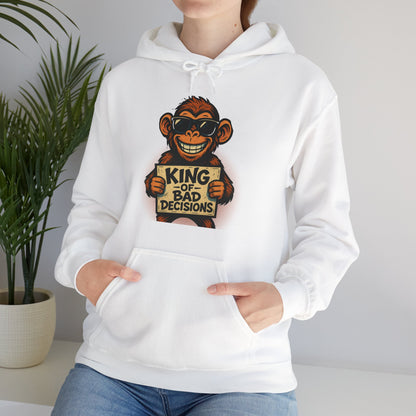 KING OF BAD DECISIONS -Unisex Heavy Blend Hooded Sweatshirt (VARIETY OF COLORS)-“Oversized Pullover, Trending for Those Underachievers"