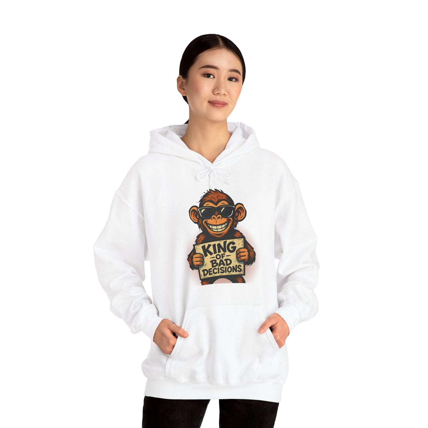 KING OF BAD DECISIONS -Unisex Heavy Blend Hooded Sweatshirt (VARIETY OF COLORS)-“Oversized Pullover, Trending for Those Underachievers"