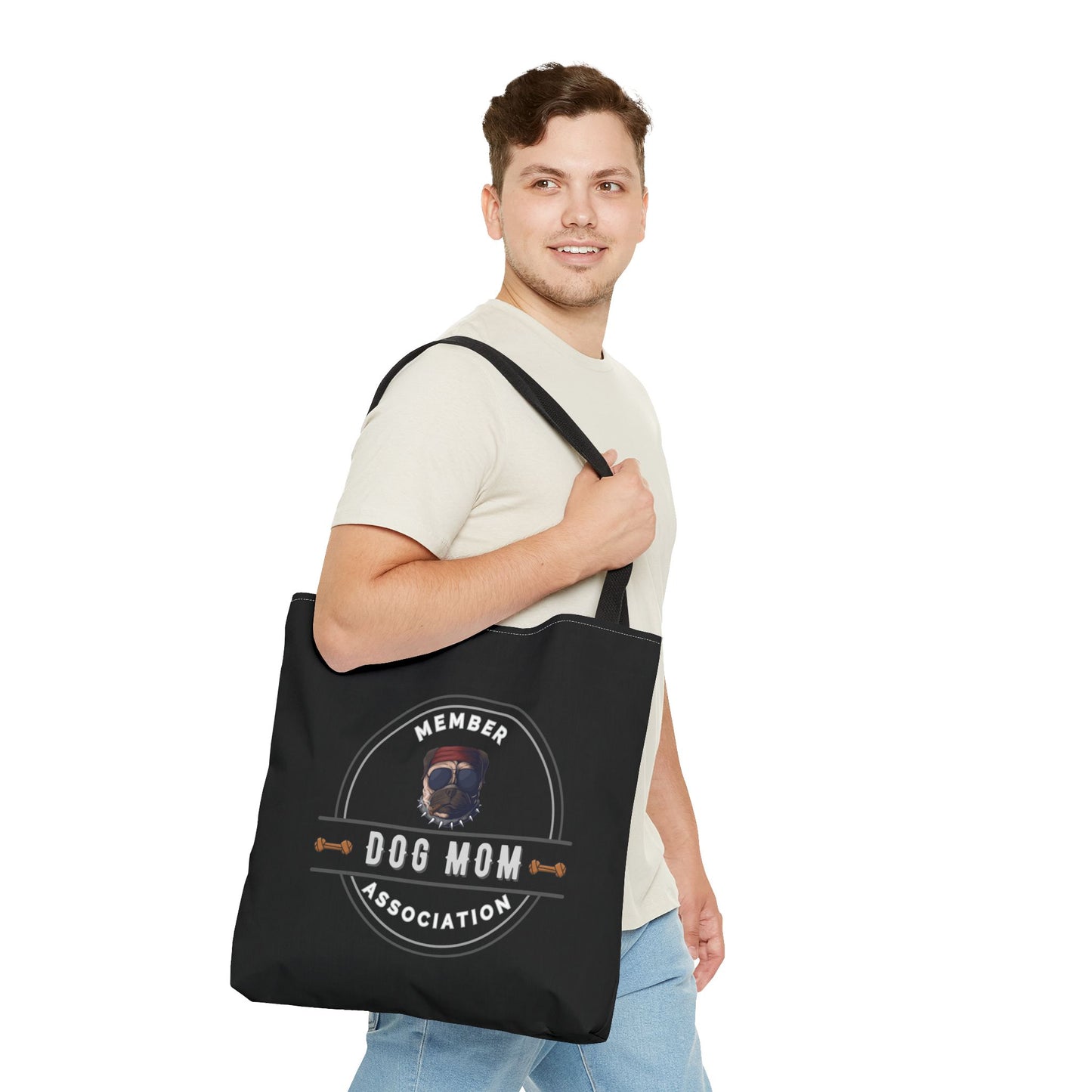 DOG MOM ASSOCIATION- AOP Tote Bag (BLACK) 18x18