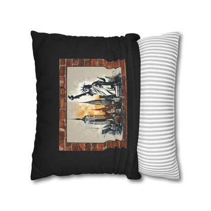 NEW YORK CITY LIBERTY Bohemian Design Square Pillowcase (COVER ONLY) -"NYC Energy, Nap-Time Comfort"