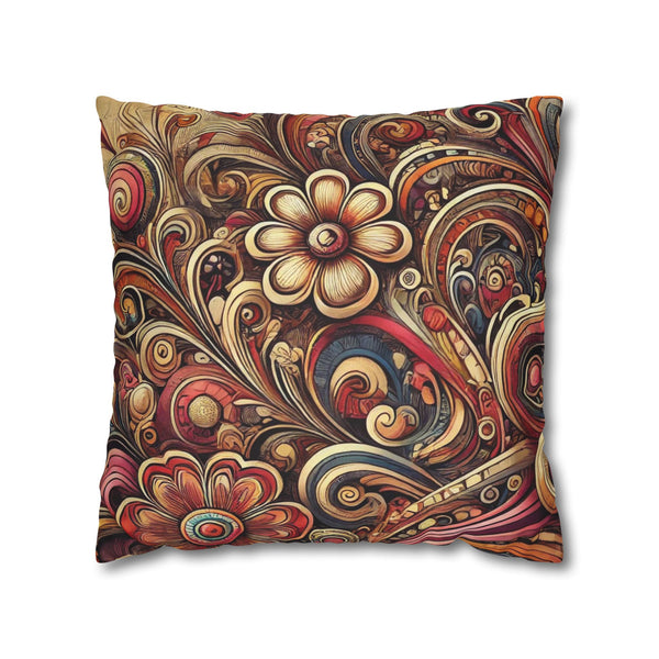 SWIRLY Floral Pillowcase (COVER ONLY) - Vibrant Decorative BOHO PILLOW CASE COVER