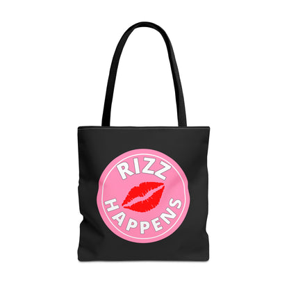 RIZZ HAPPENS- AOP Tote Bag (black) "When You Got It-Flaunt It"