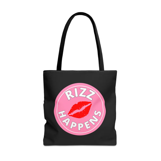 RIZZ HAPPENS- AOP Tote Bag (black) "When You Got It-Flaunt It"
