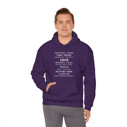 New York Neighborhoods -Unisex Heavy Blend Hooded Sweatshirt (VARIETY OF COLORS) "Iconic NYC on Swag"