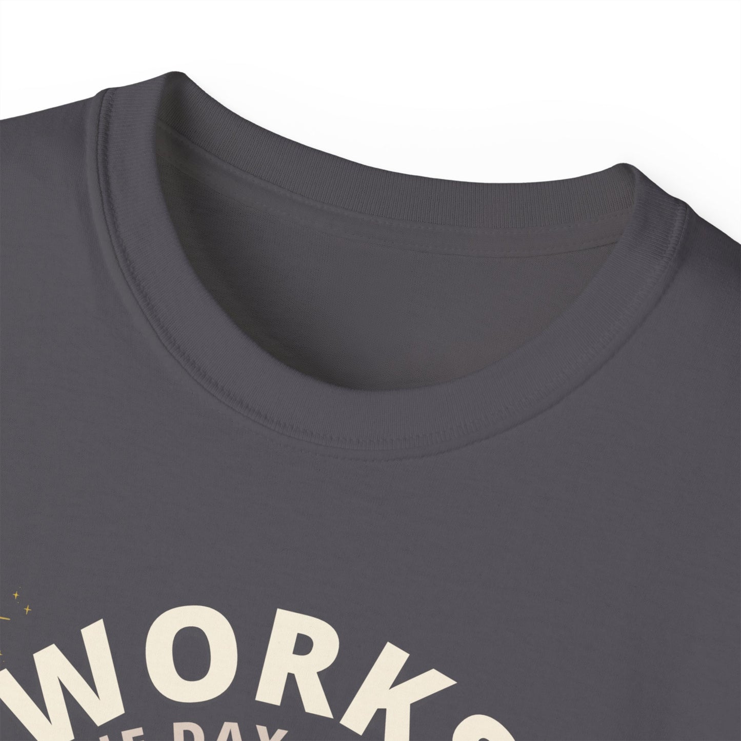 "WORKS ONE DAY A YEAR-ICON"- - SANTA T Shirt (VARIETY OF DARK COLORS) "Holiday Slacker"
