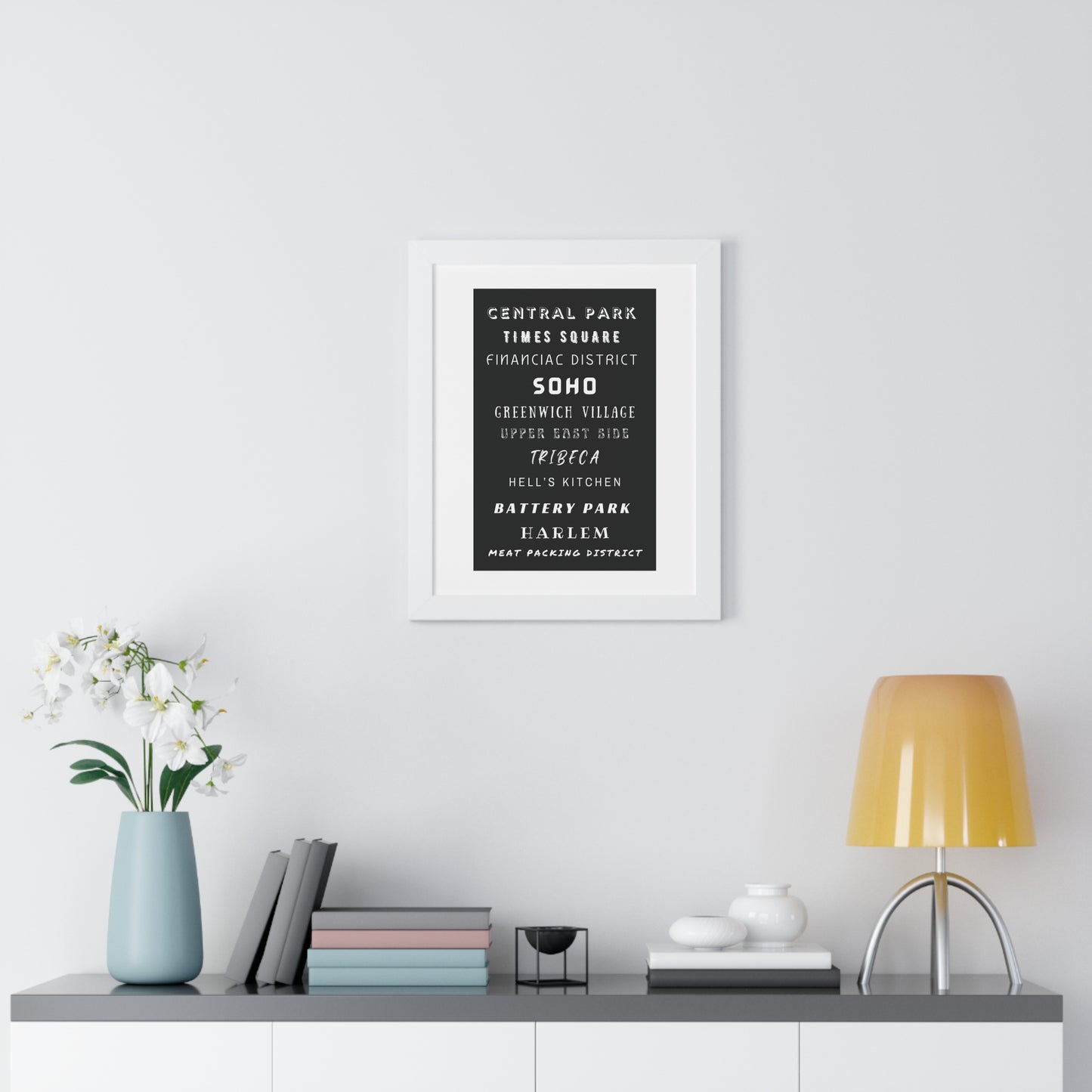 NEW YORK CITY NEIGHBORHOODS Framed Poster - Urban Wall Art for Home Decor