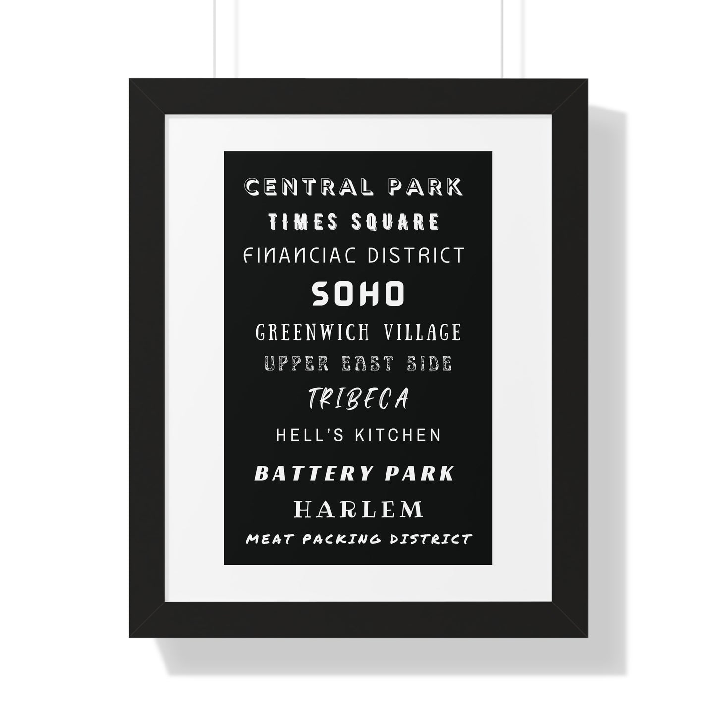 NEW YORK CITY NEIGHBORHOODS Framed Poster - Urban Wall Art for Home Decor