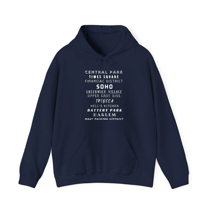 New York Neighborhoods -Unisex Heavy Blend Hooded Sweatshirt (VARIETY OF COLORS) "Iconic NYC on Swag"