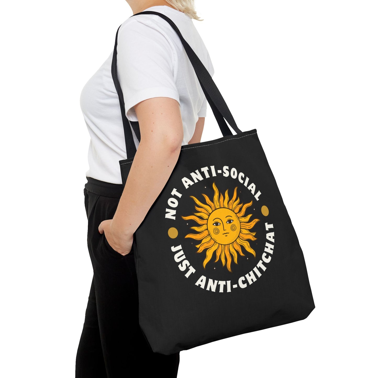 NOT ANTI SOCIAL, JUST ANTI CHITCHAT- AOP Tote Bag -  18x18