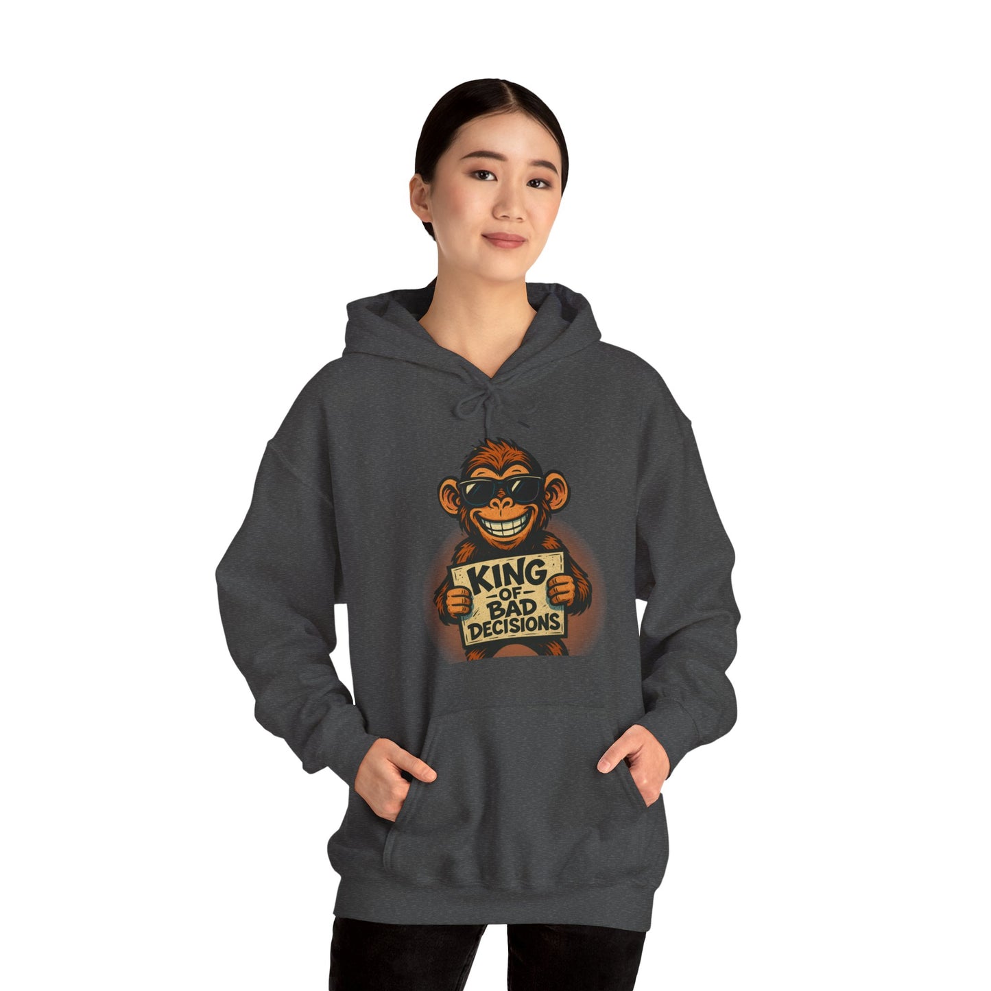 KING OF BAD DECISIONS -Unisex Heavy Blend Hooded Sweatshirt (VARIETY OF COLORS)-“Oversized Pullover, Trending for Those Underachievers"