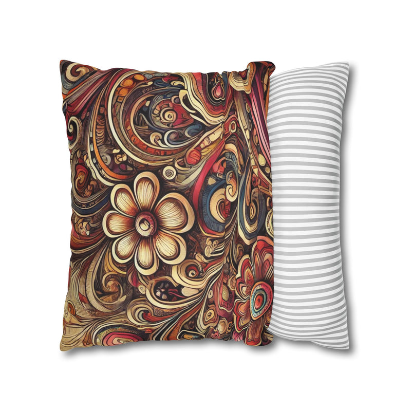 SWIRLY Floral Pillowcase (COVER ONLY) - Vibrant Decorative BOHO PILLOW CASE COVER