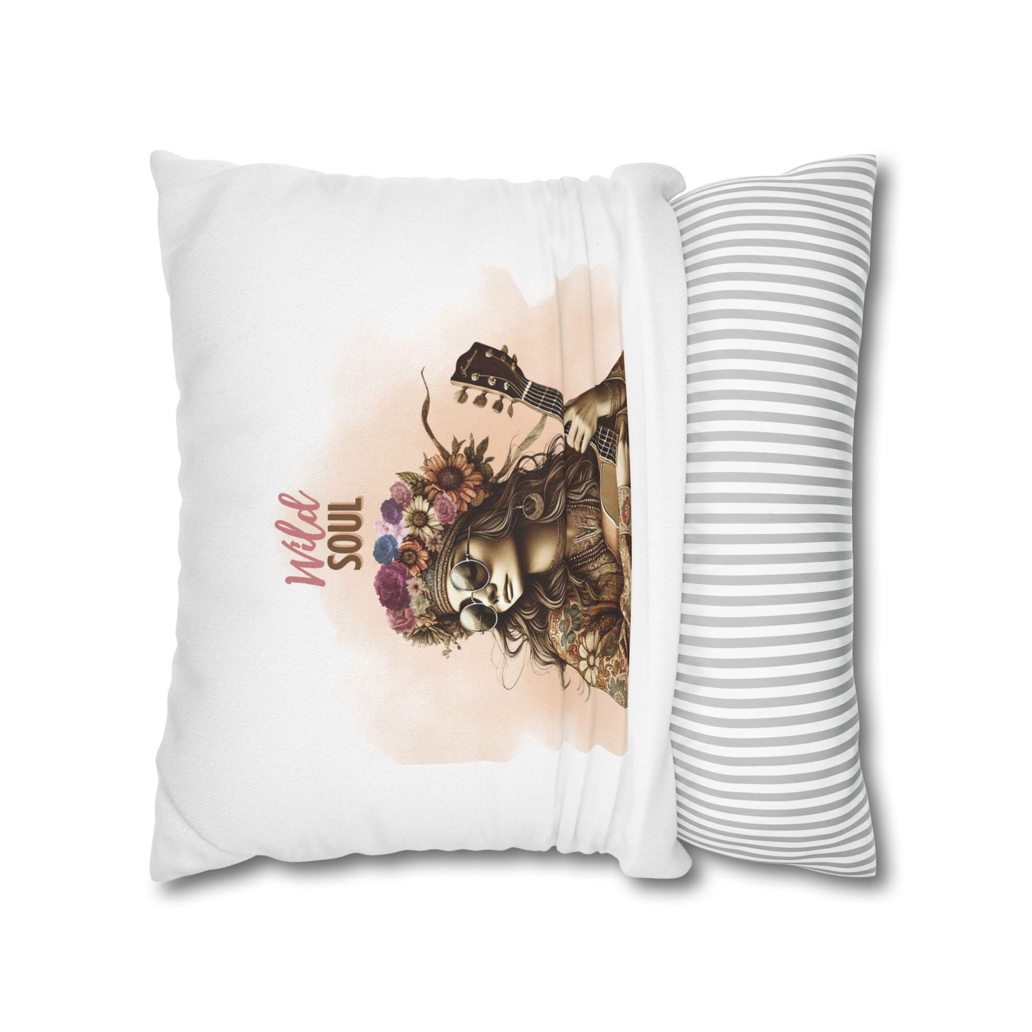 WILD SOUL (white)- Bohemian Design  18 x 18  Pillowcase