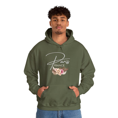 PARIS FLOWERS- Unisex Heavy Blend Hooded Sweatshirt (VARIETY OF COLORS)-“Travel T-Shirt That Slays”