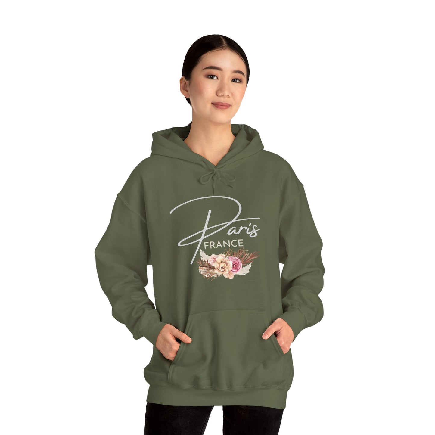 PARIS FLOWERS- Unisex Heavy Blend Hooded Sweatshirt (VARIETY OF COLORS)-“Travel T-Shirt That Slays”