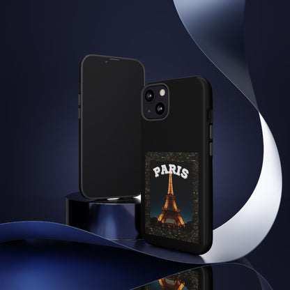 PARIS AT NIGHT- Tough Phone Cases - Fits Most Phone Sizes!! (BLACK) "Travel in Style"