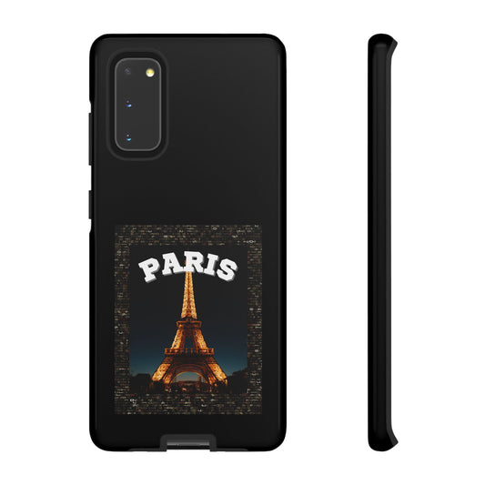 PARIS AT NIGHT- Tough Phone Cases - Fits Most Phone Sizes!! (BLACK) "Travel in Style"