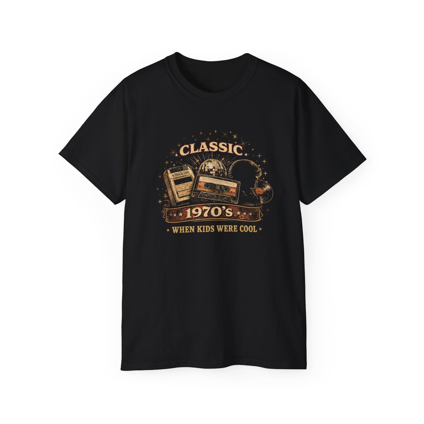 CLASSIC 1970'S-WHEN KIDS WERE COOL - T-Shirt (BLACK OR NAVY)