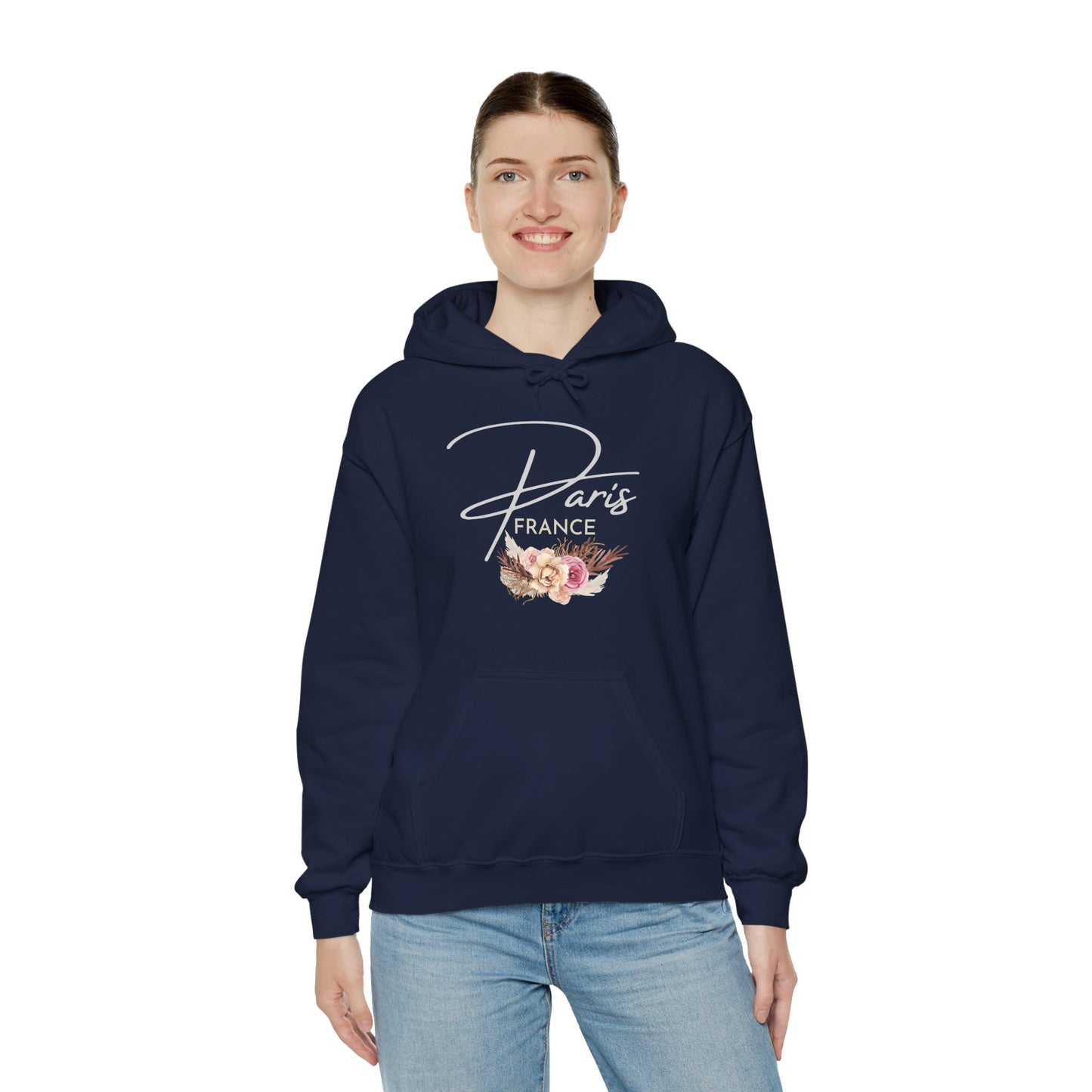 PARIS FLOWERS- Unisex Heavy Blend Hooded Sweatshirt (VARIETY OF COLORS)-“Travel T-Shirt That Slays”