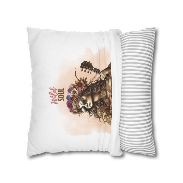 WILD SOUL (white)- Bohemian Design Square Pillowcase (COVER ONLY) - Artistic Home Decor