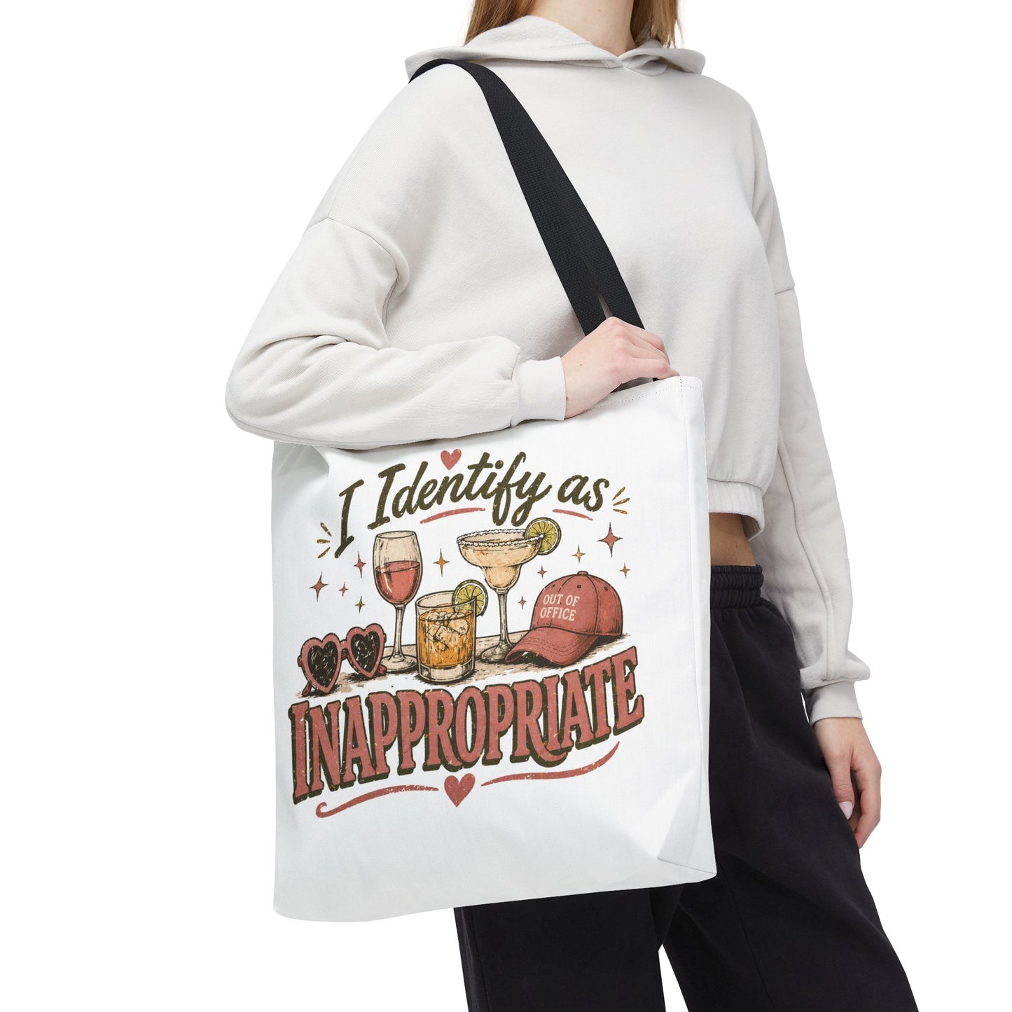 I IDENTIFY AS INAPPROPRIATE- AOP Tote Bag (white)