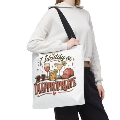 I IDENTIFY AS INAPPROPRIATE- AOP Tote Bag (white)