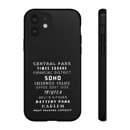 NYC NEIGHBORHOODS -Tough Phone Cases - Fits Most Phone Sizes!! (Dark GREY) "Great Gift For NYC Travelers"
