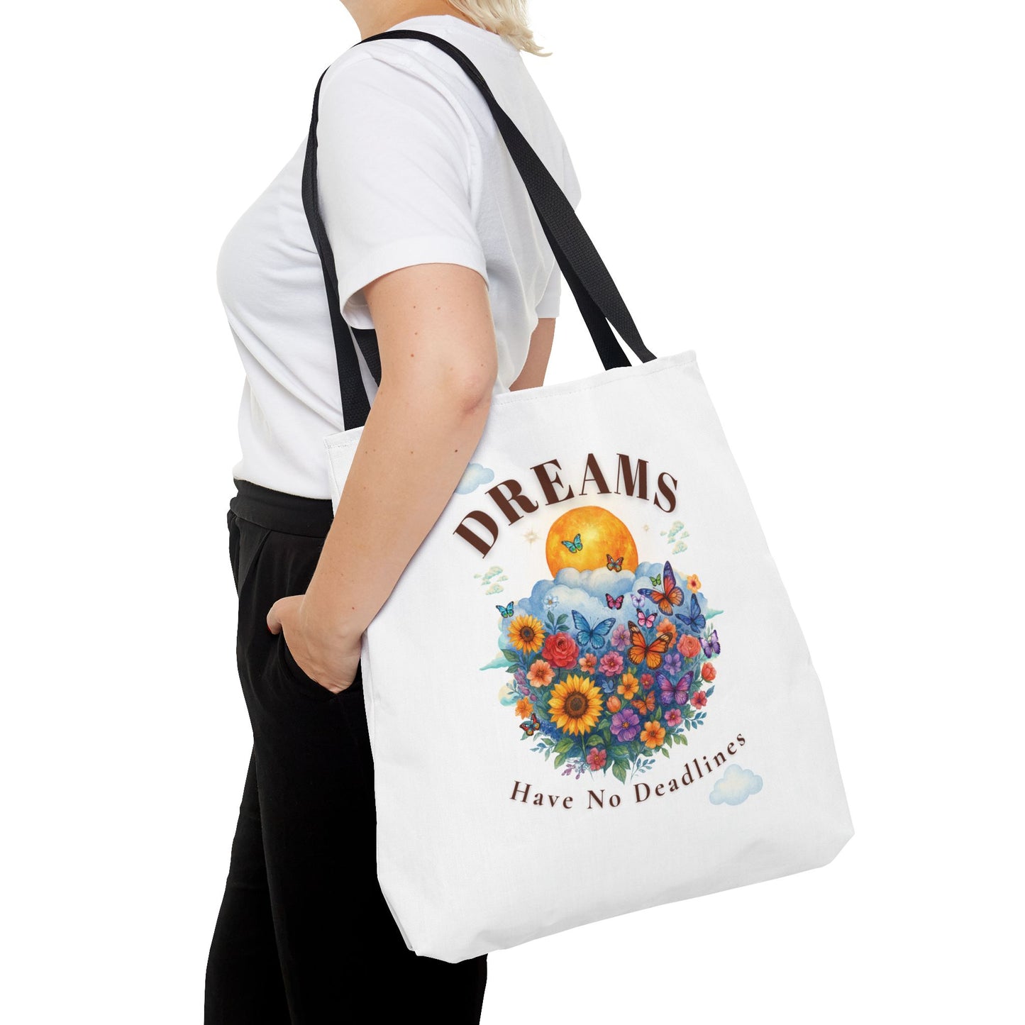 DREAMS HAVE NO DEADLINES- AOP Tote Bag "Progress Over Pressure"