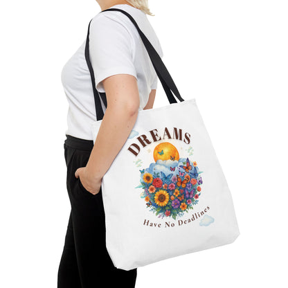 DREAMS HAVE NO DEADLINES- AOP Tote Bag "Progress Over Pressure"